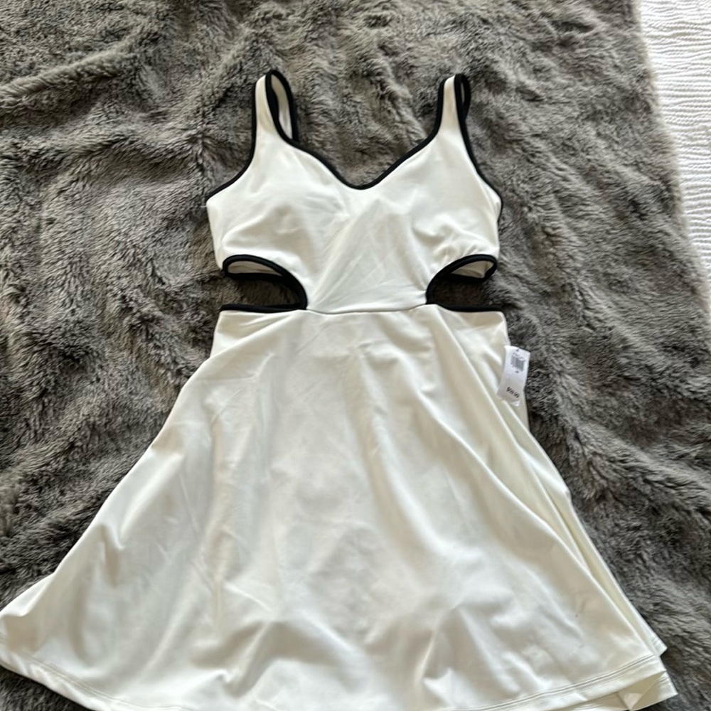 Old Navy White and Black Active Dress with Side Cutouts